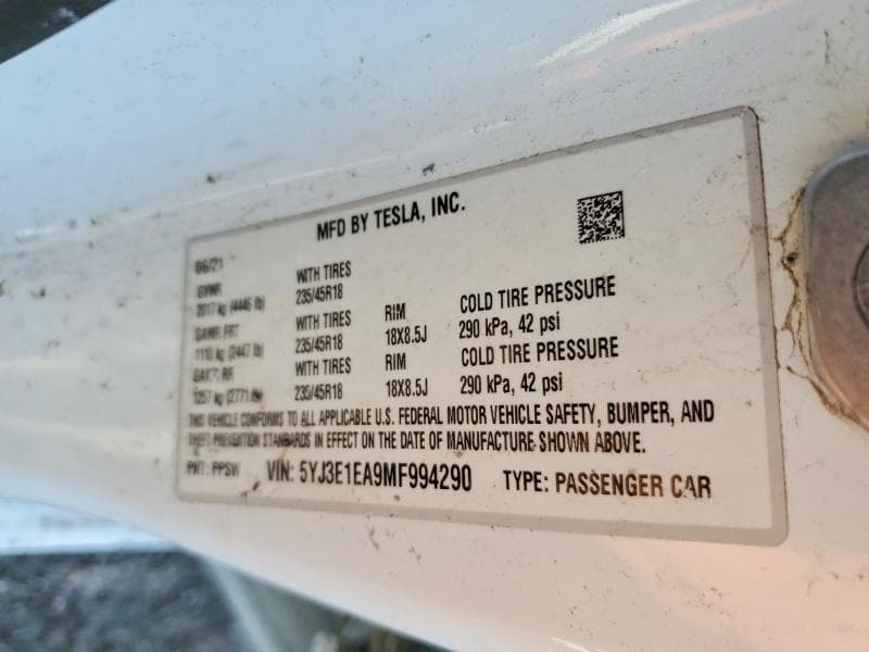 2021 TESLA MODEL 3 12