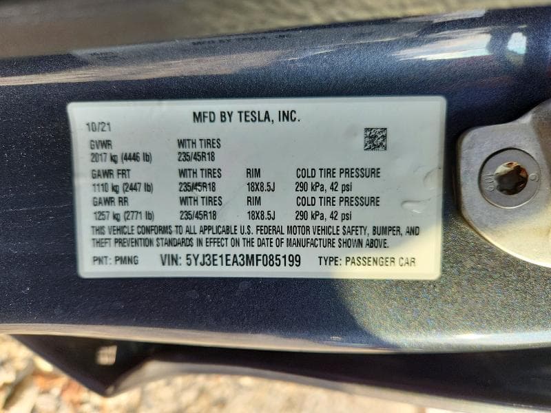 2021 TESLA MODEL 3 12