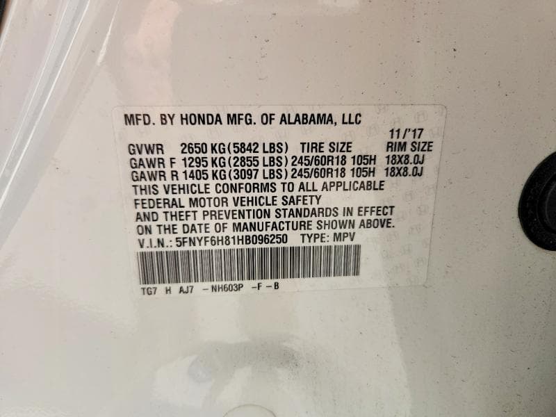 2017 HONDA PILOT EXL 13
