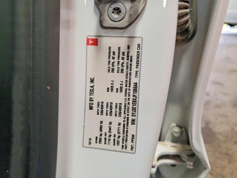 2018 TESLA MODEL 3 12