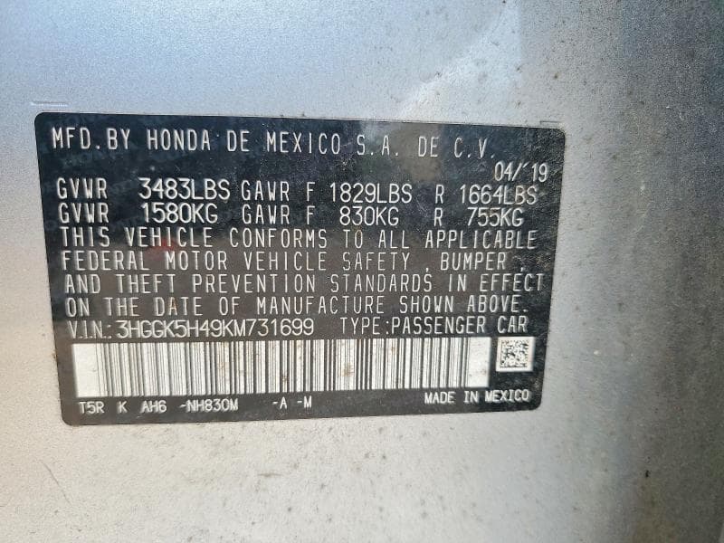 2019 HONDA FIT LX 12