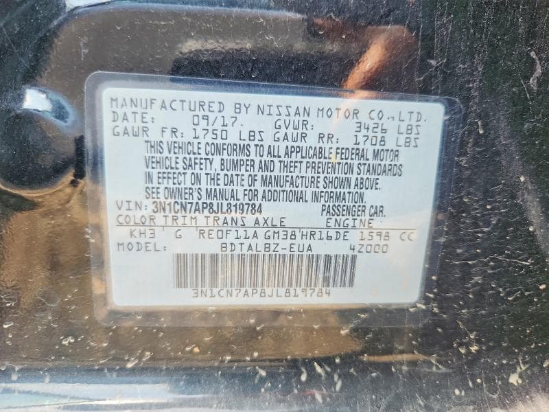 2018 NISSAN VERSA SV 13