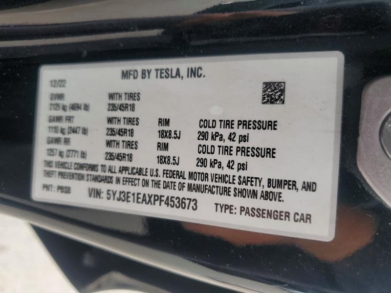 2023 TESLA MODEL 3 12