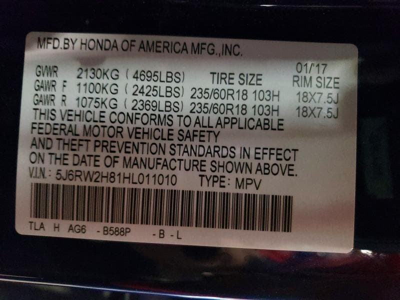 2017 HONDA CR-V EXL 14
