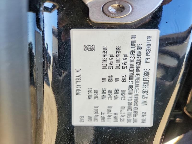 2020 TESLA MODEL 3 12