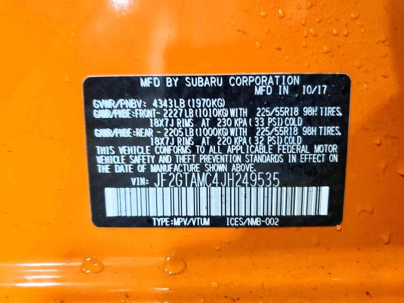 2018 SUBARU CROSSTREK LIMITED 13