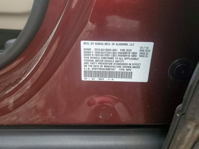 2018 HONDA PILOT EXL 13