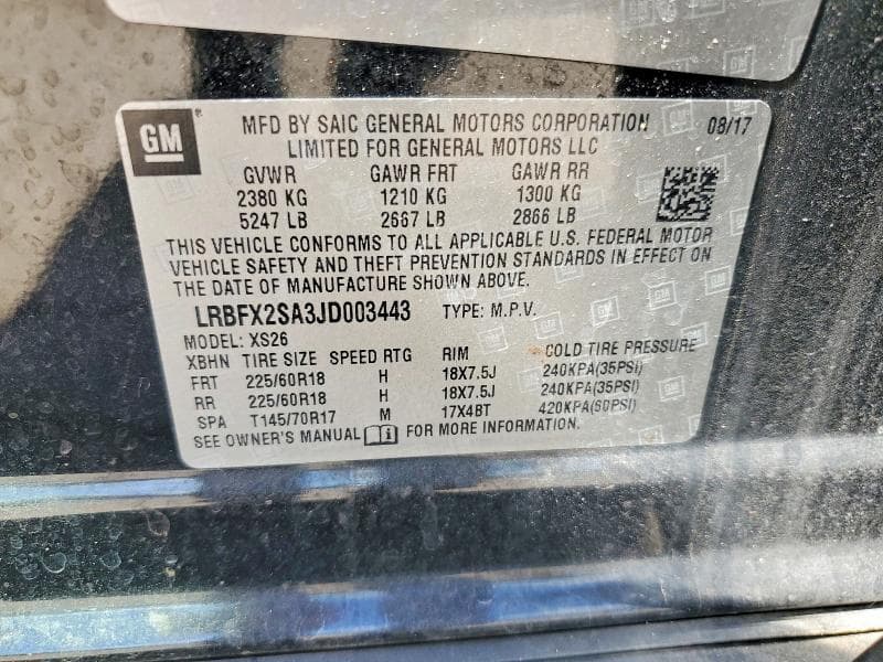 2018 BUICK ENVISION ESSENCE 13