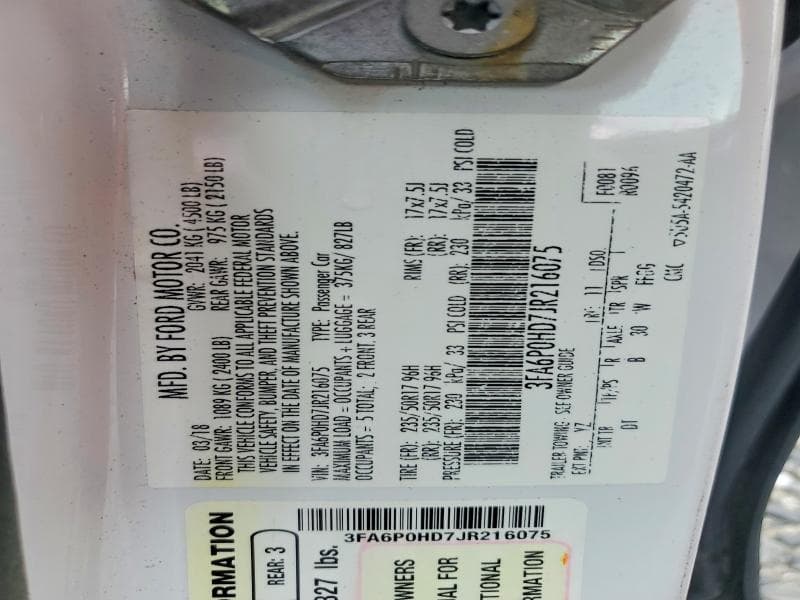 2018 FORD FUSION SE 12