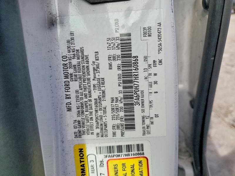 2017 FORD FUSION SE 12