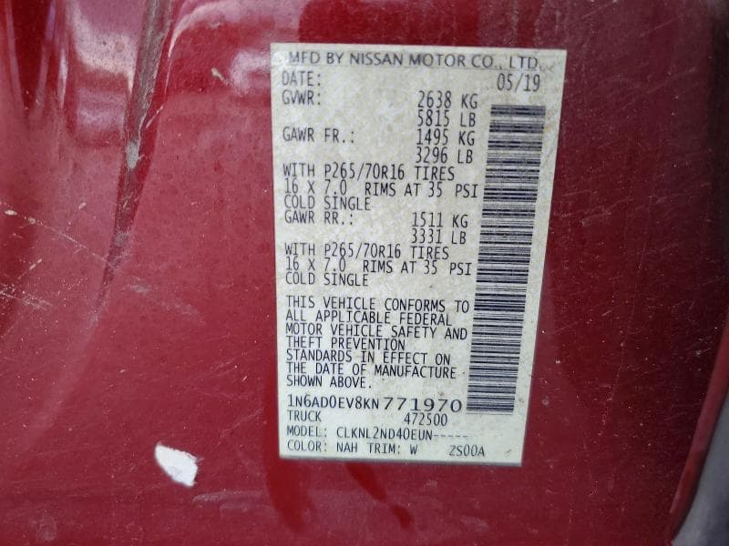 2019 NISSAN FRONTIER SV 13