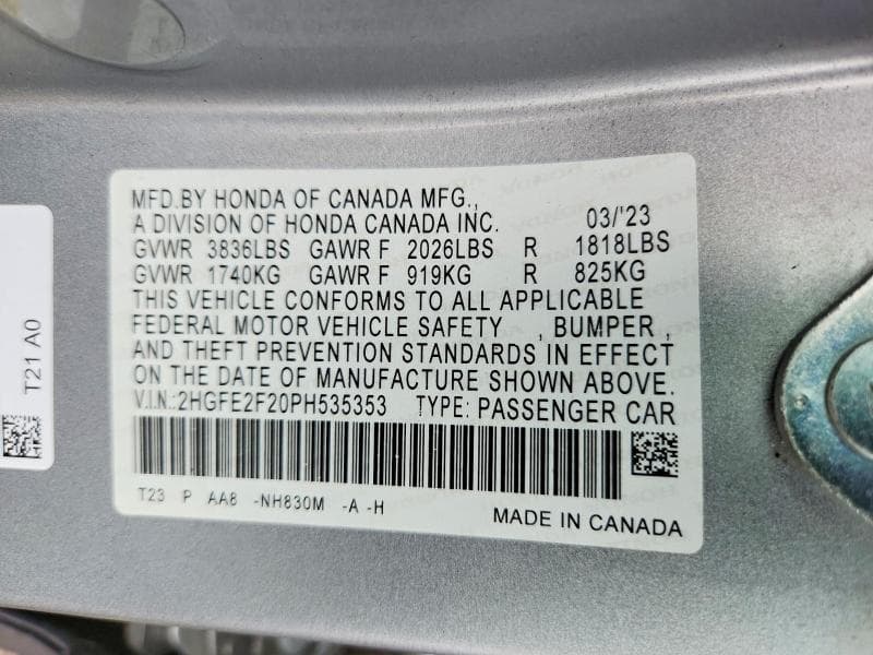 2023 HONDA CIVIC LX 13