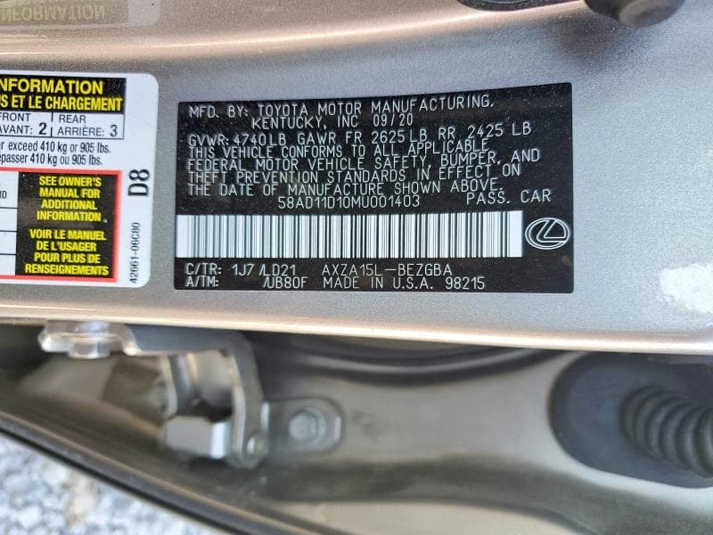 2021 LEXUS ES 250 BASE 13