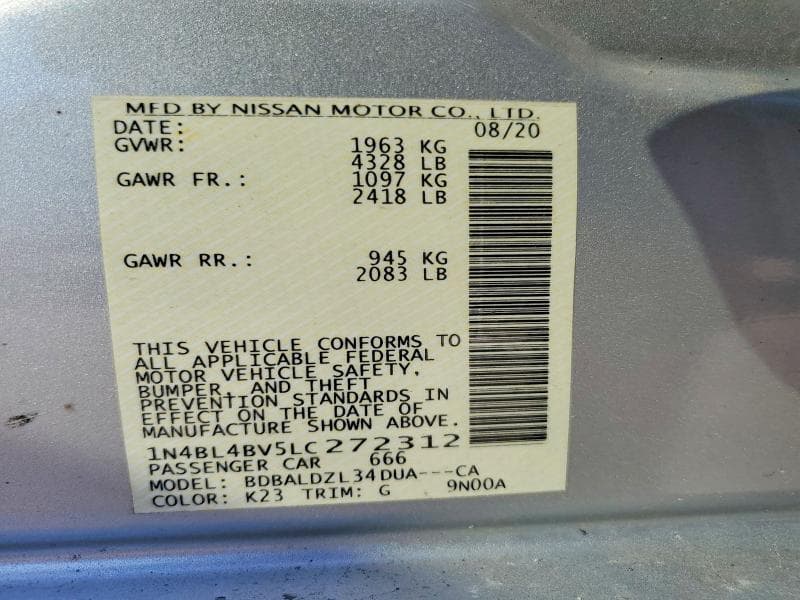 2020 NISSAN ALTIMA S 12