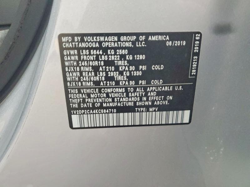 2019 VOLKSWAGEN ATLAS SE 13