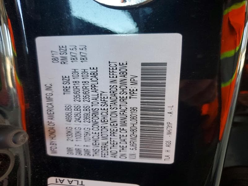 2017 HONDA CR-V EXL 12