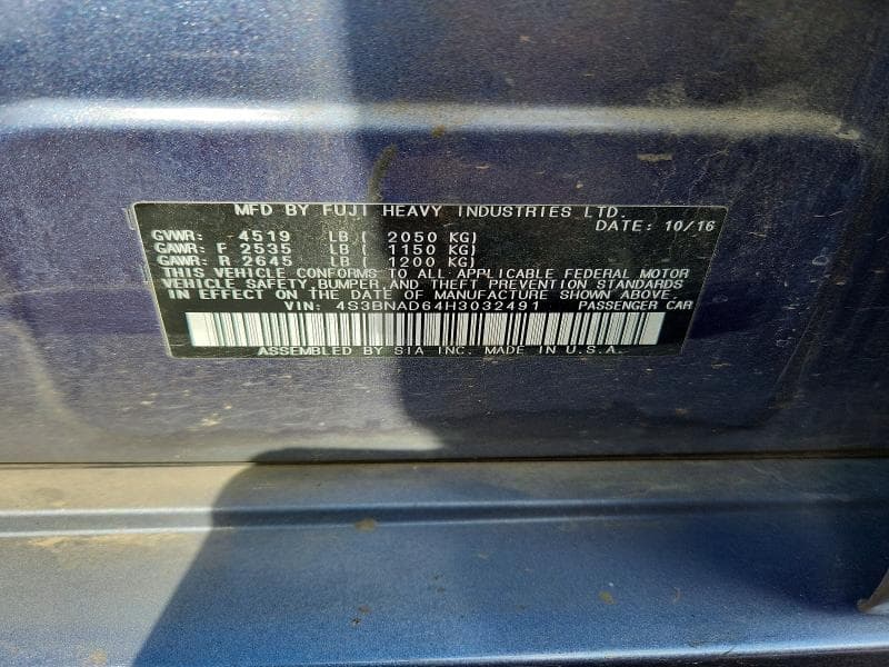 2017 SUBARU LEGACY 2.5I PREMIUM 12