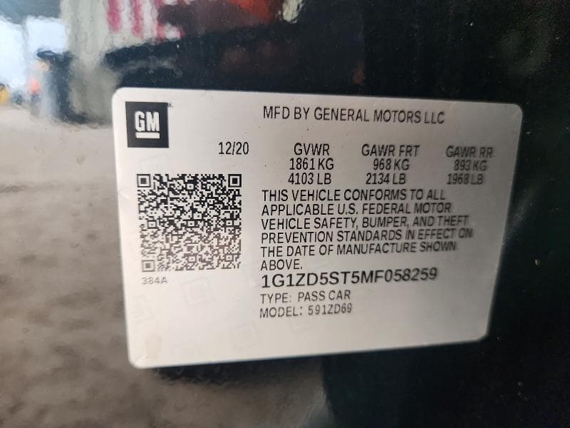2021 CHEVROLET MALIBU LT 12