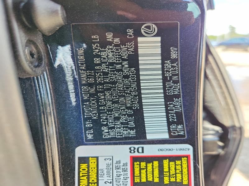 2022 LEXUS ES 350 BASE 12