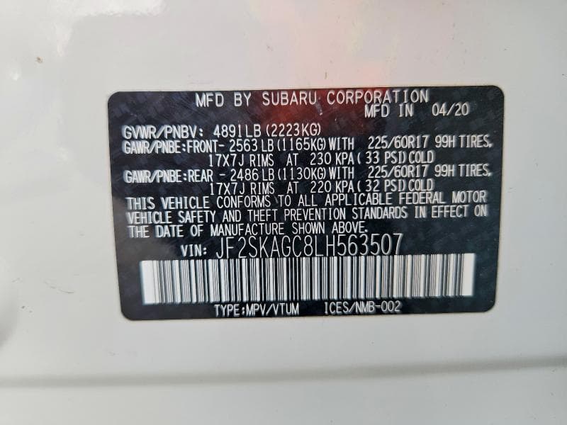 2020 SUBARU FORESTER PREMIUM 14