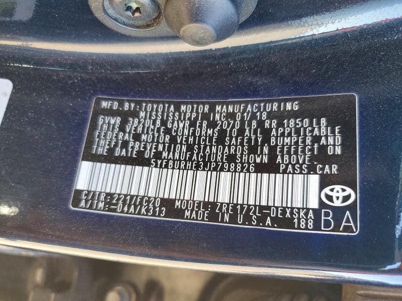 2018 TOYOTA COROLLA SE 12