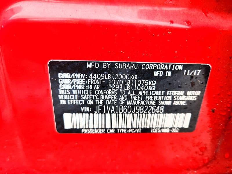 2018 SUBARU WRX 13