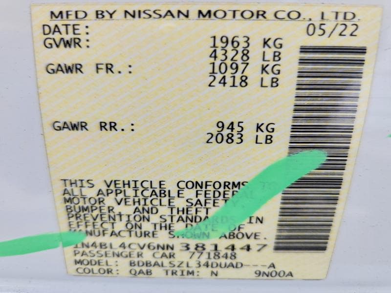 2022 NISSAN ALTIMA SR 13
