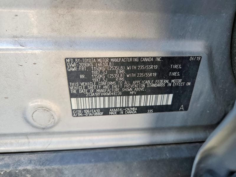 2019 TOYOTA RAV4 XLE PREMIUM 12