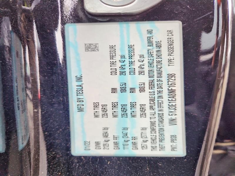 2022 TESLA MODEL 3 12