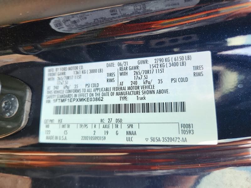 2021 FORD F150 12