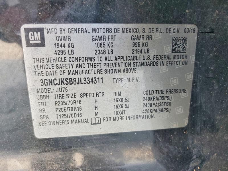 2018 CHEVROLET TRAX LS 12