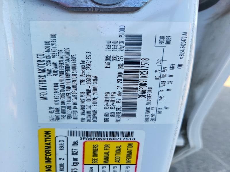2019 FORD FUSION TITANIUM 12