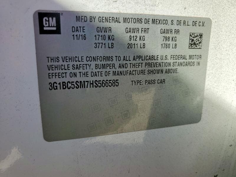 2017 CHEVROLET CRUZE LS 12
