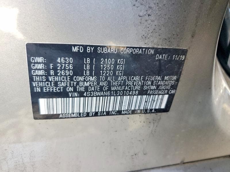 2020 SUBARU LEGACY LIMITED 12