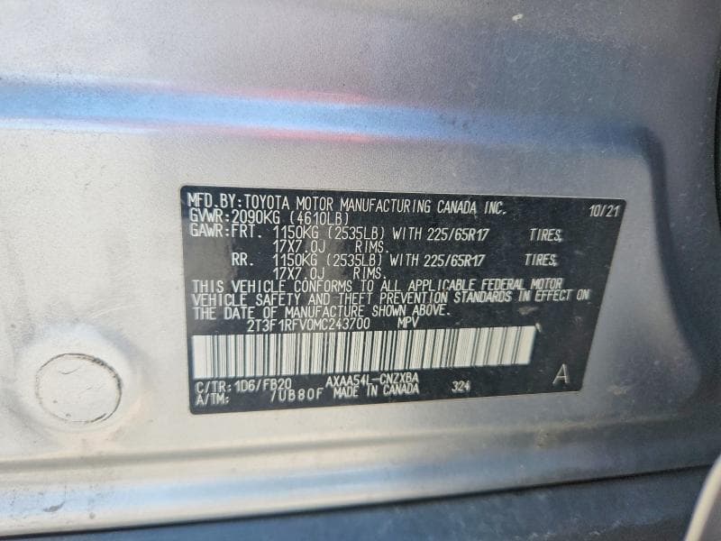 2021 TOYOTA RAV4 LE 12