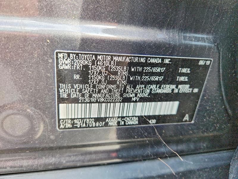 2019 TOYOTA RAV4 LE 13