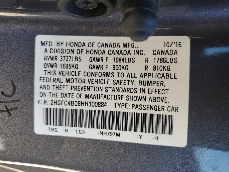 2017 HONDA CIVIC LX 12