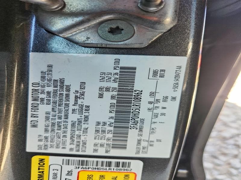 2020 FORD FUSION SE 12