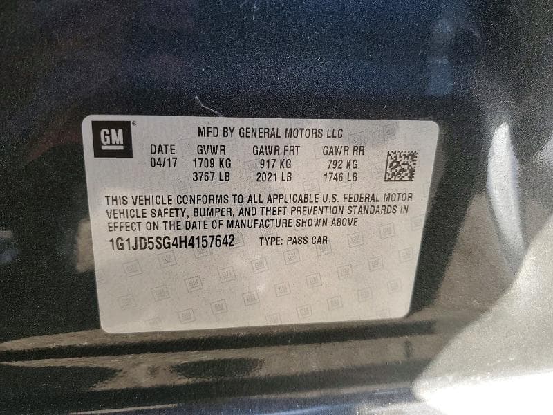 2017 CHEVROLET SONIC LT 12