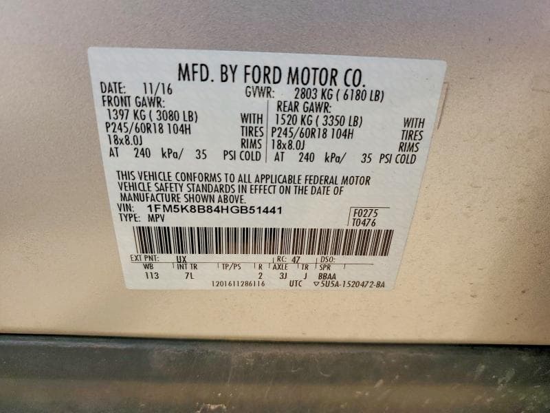 2017 FORD EXPLORER 13