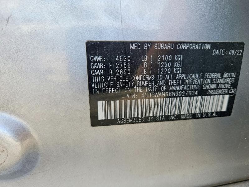 2022 SUBARU LEGACY LIMITED 12