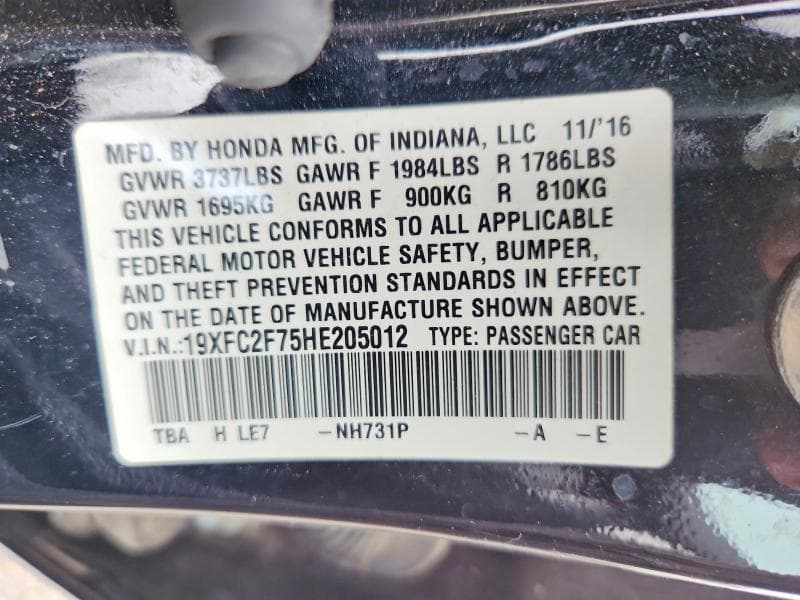 2017 HONDA CIVIC EX 13
