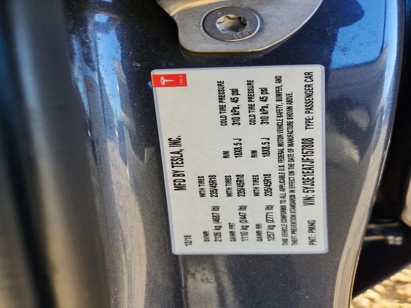 2018 TESLA MODEL 3 13