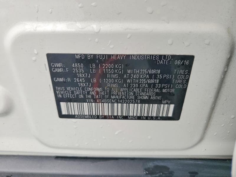 2017 SUBARU OUTBACK 3.6R LIMITED 12