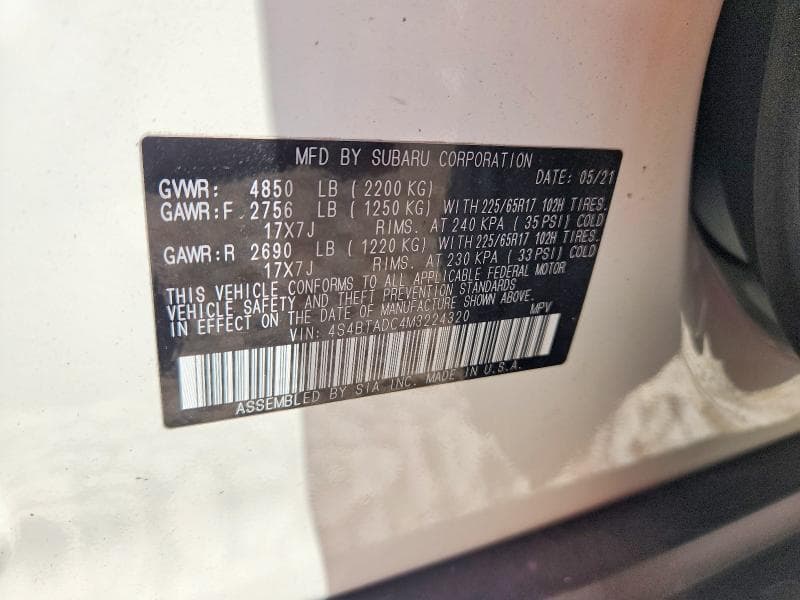 2021 SUBARU OUTBACK PREMIUM 12