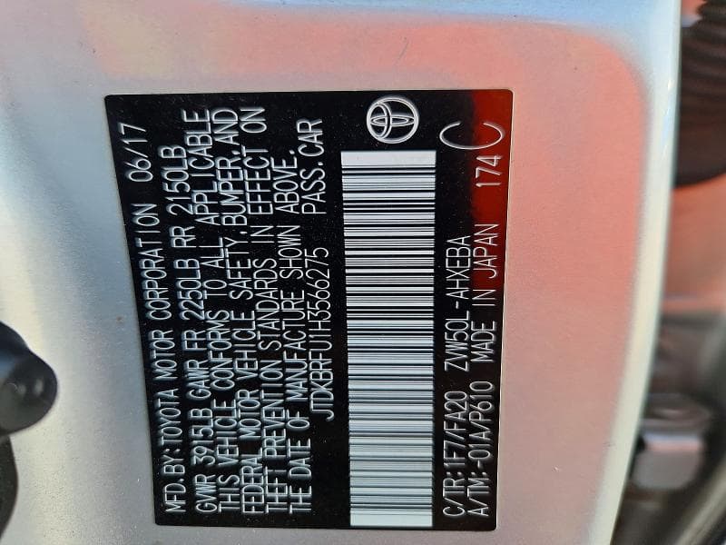 2017 TOYOTA PRIUS TWO 13