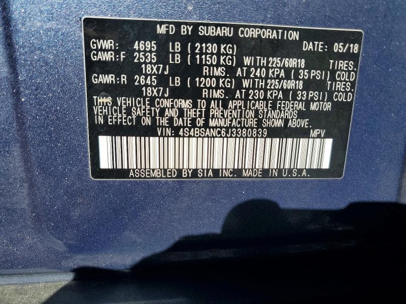 2018 SUBARU OUTBACK 2.5I LIMITED 13