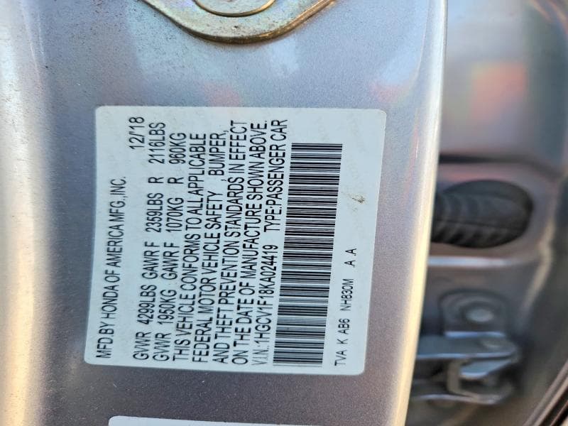 2019 HONDA ACCORD LX 13