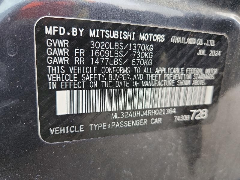 2024 MITSUBISHI MIRAGE ES 13