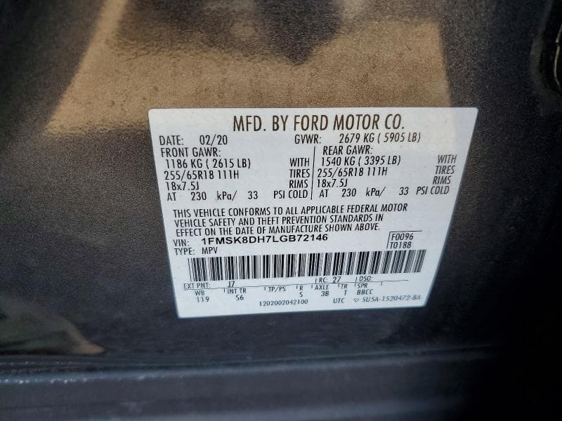 2020 FORD EXPLORER XLT 13